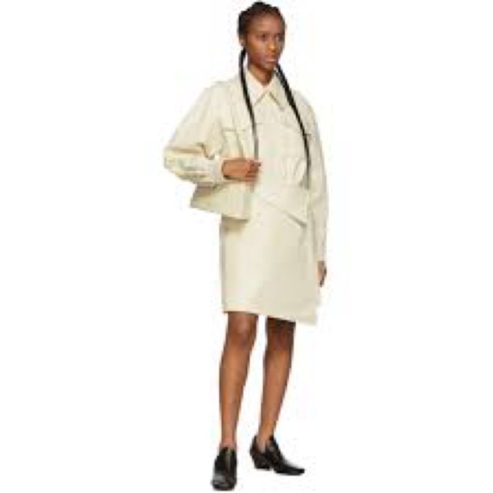 Low Classic Faux Leather Shirt Dress with Sculptural Snap
